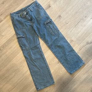 Shein girls cargo jeans light wash 11-12 Y